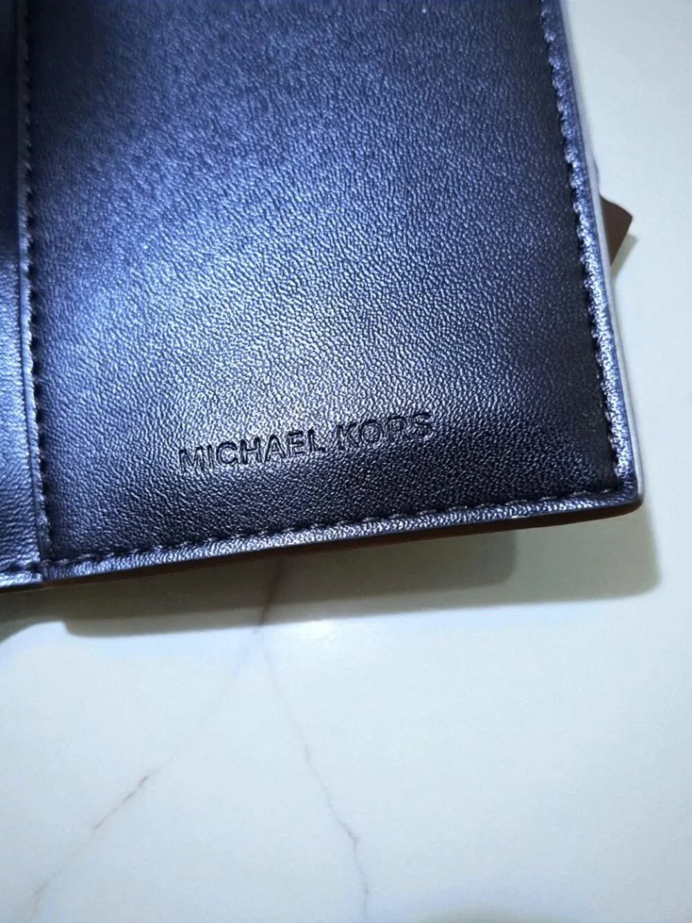 Michael Kors Men’s Black & Blue Card Case Wallet with Metallic Logo NWT